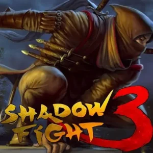 A ninja poised for action, equipped with weapons, set against a dark background, with the game's title 