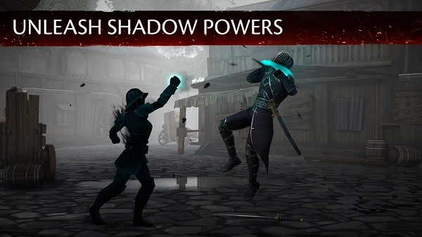 Two players battle fiercely in Shadow Powers, highlighting their unique skills and intense gameplay action.